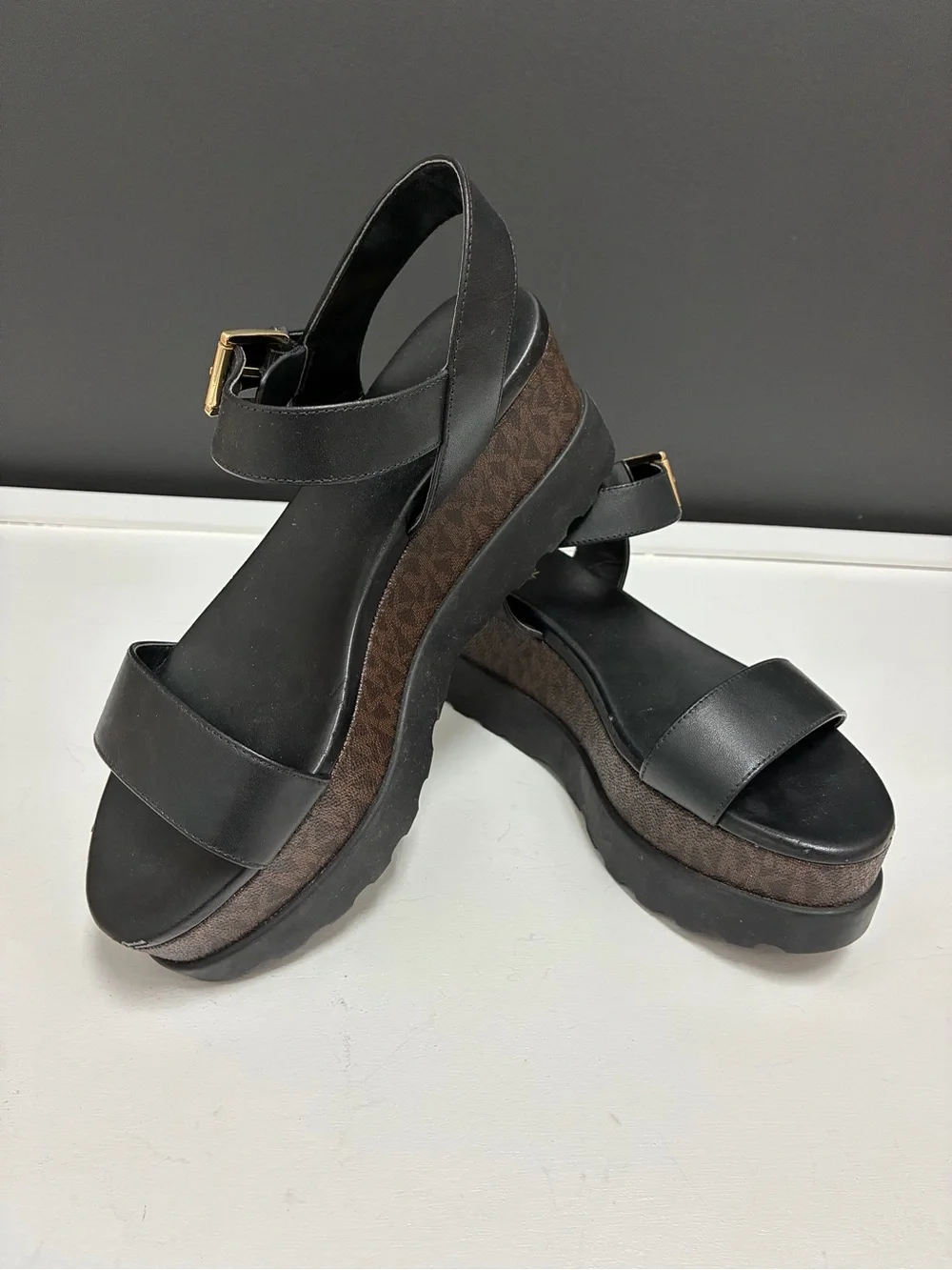 Michael Kors Black Platform Ankle-Strap Sandals
